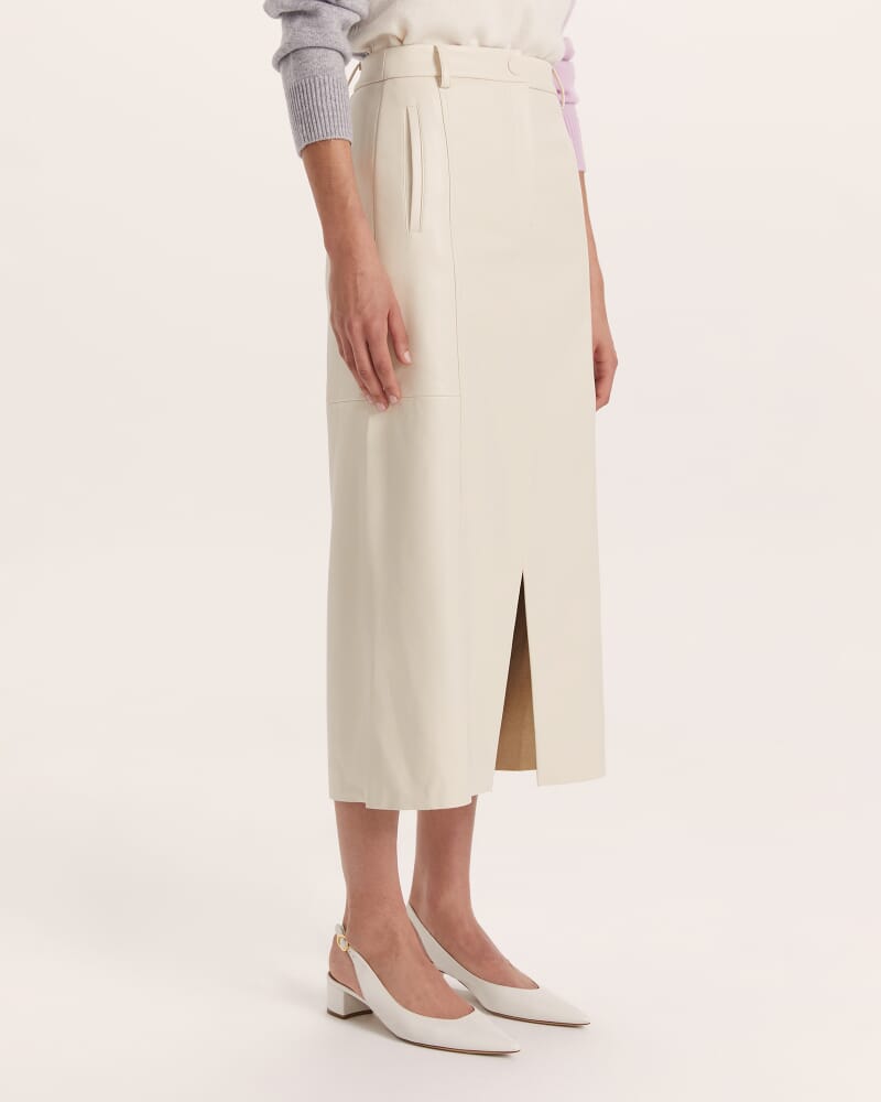 Viv Faux Leather Trouser Midi Skirt in VANILLA