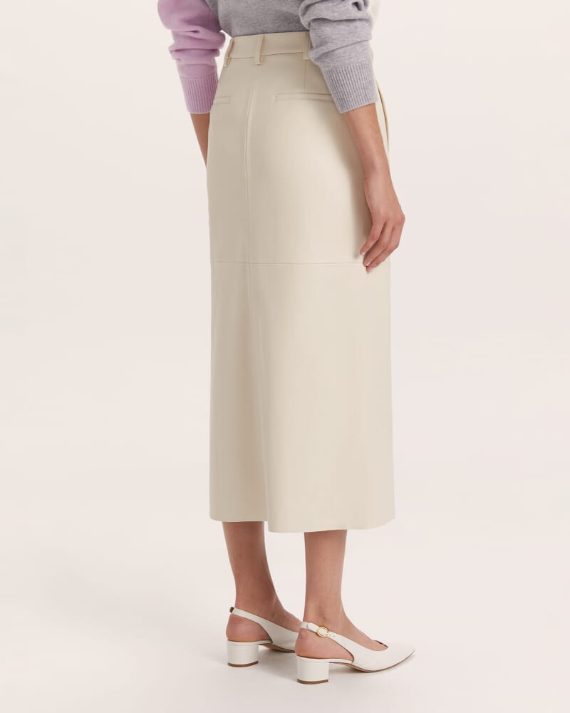 Viv Faux Leather Trouser Midi Skirt in VANILLA