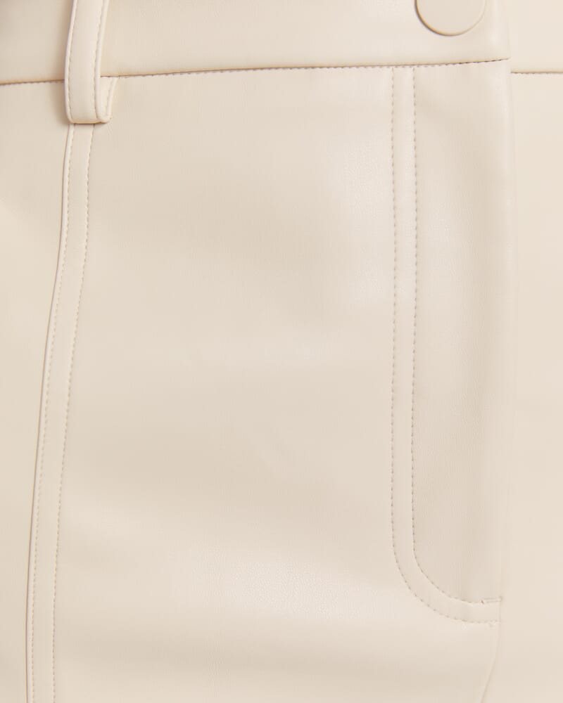 Viv Faux Leather Trouser Midi Skirt in VANILLA