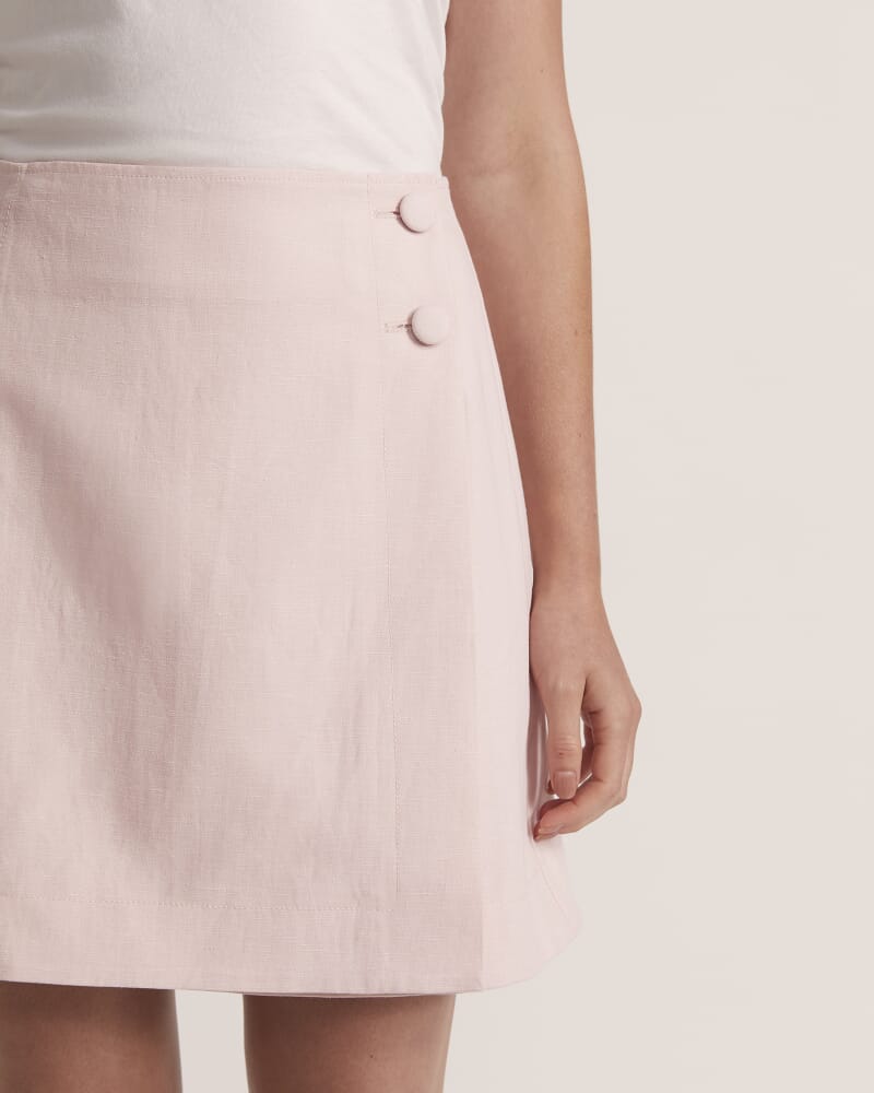 Sienna Linen Wrap Mini Skirt in BLUSH