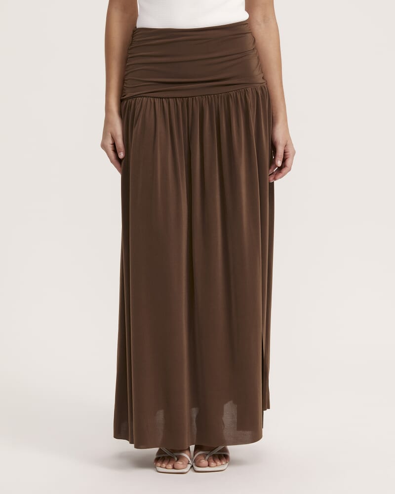 Serena Rouched Maxi Skirt in MOCHA