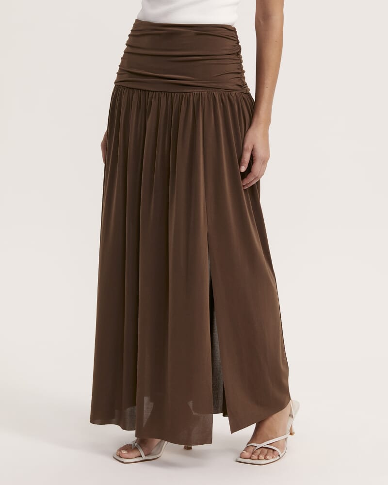 Serena Rouched Maxi Skirt in MOCHA