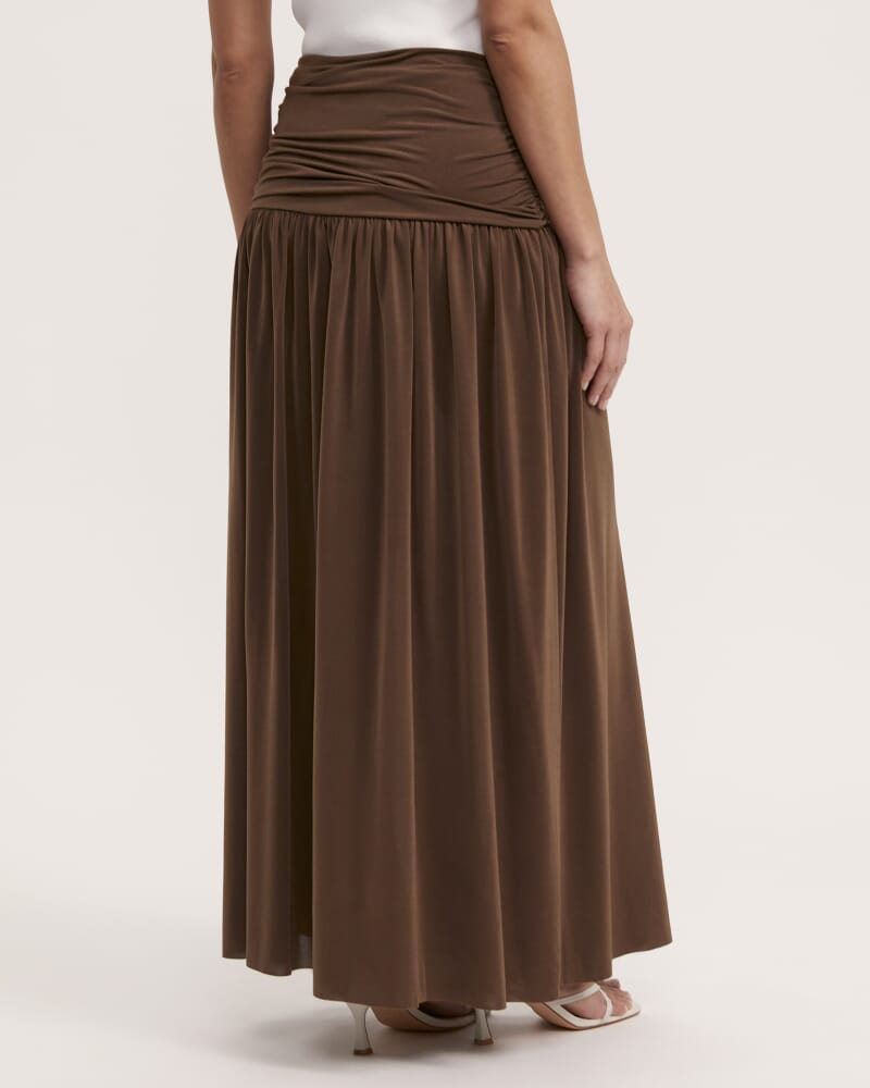Serena Rouched Maxi Skirt in MOCHA