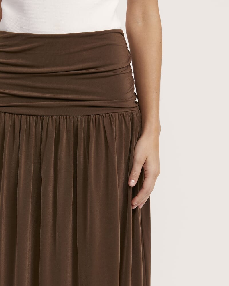 Serena Rouched Maxi Skirt in MOCHA