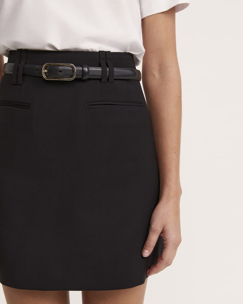 Celeste Tailored Wool Mini Skirt in BLACK