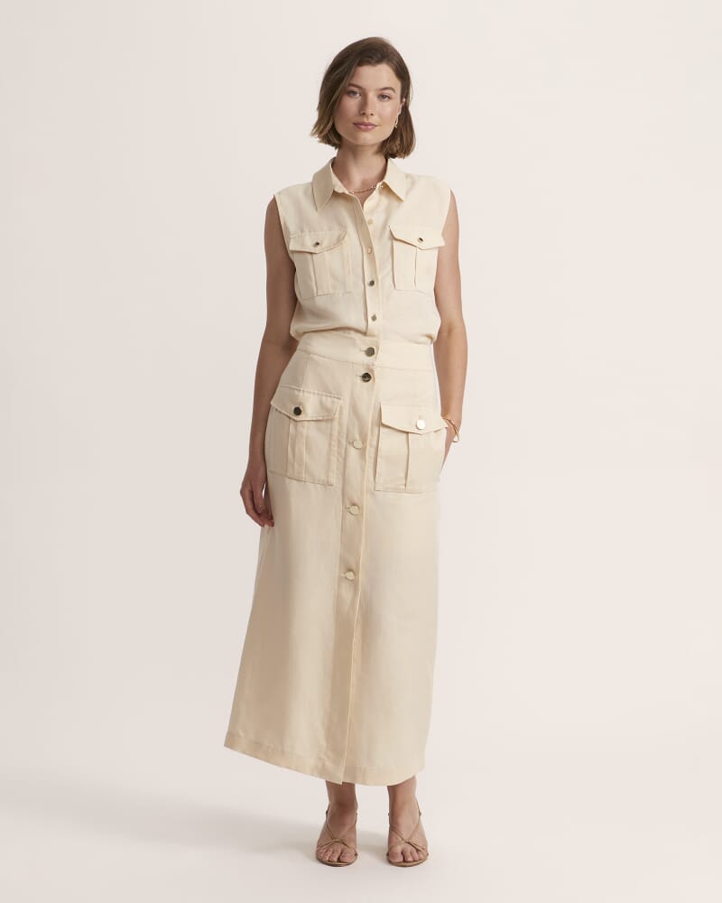 Mabel Utility Midi Skirt in BUTTER