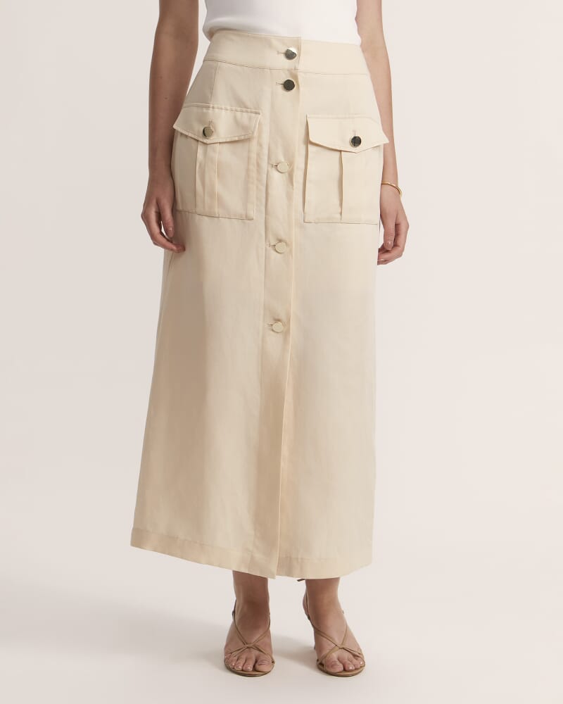 Mabel Utility Midi Skirt in BUTTER