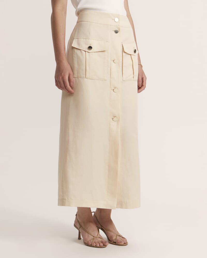 Mabel Utility Midi Skirt in BUTTER