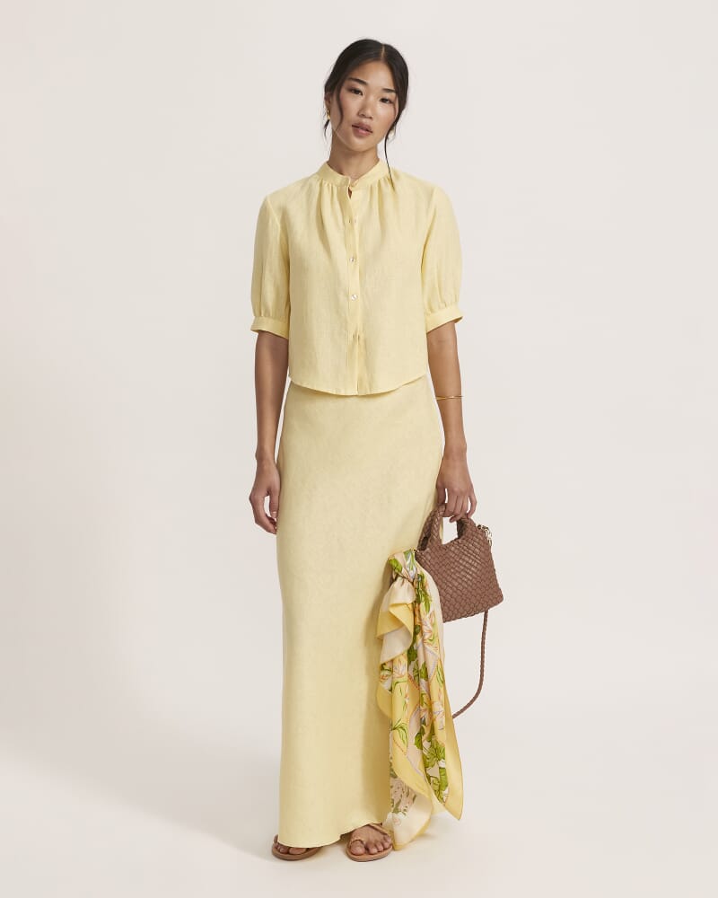 Lila Linen Puff Sleeve Shirt in LEMON