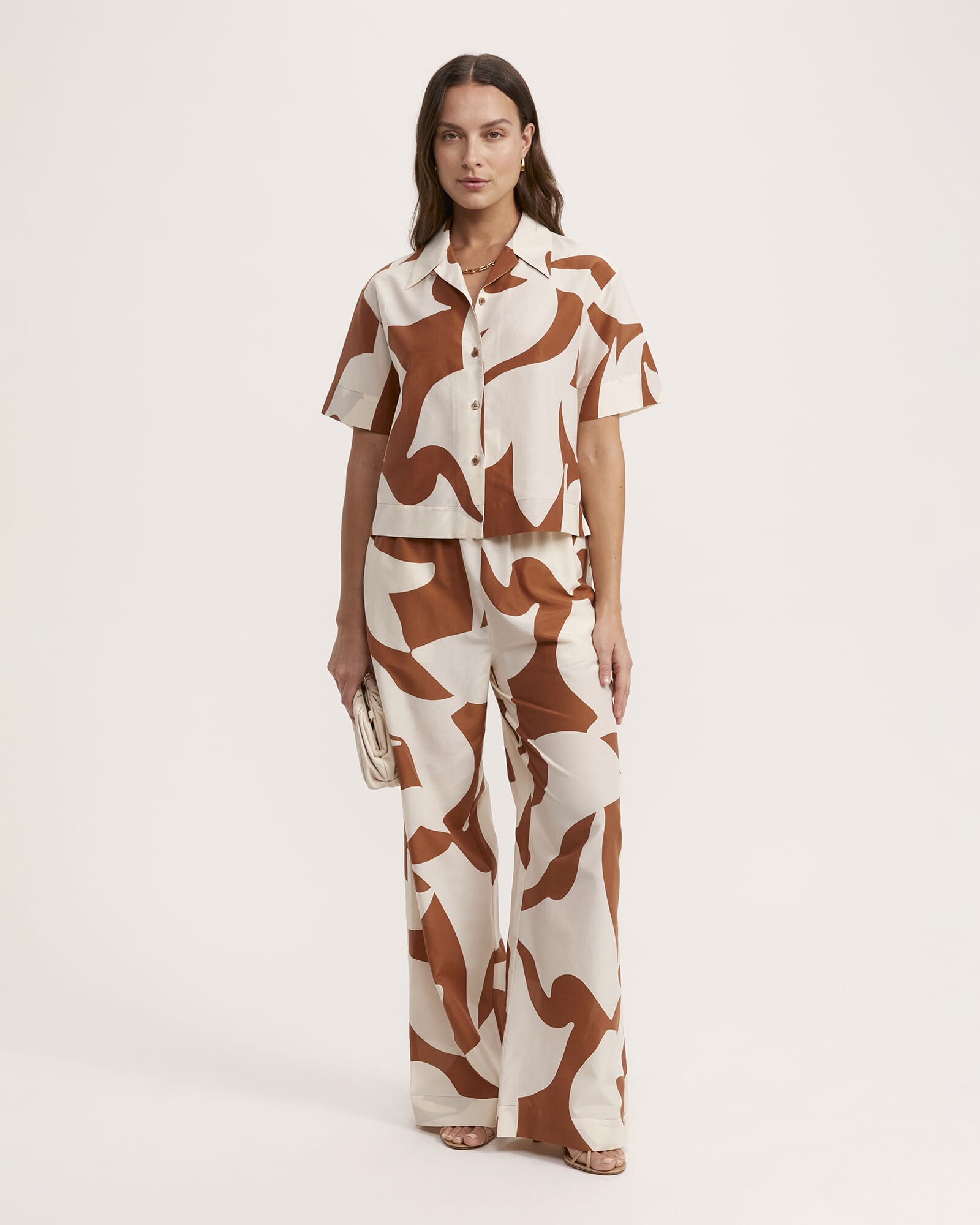 Tyler Silk Cotton Short Sleeve Cropped Shirt