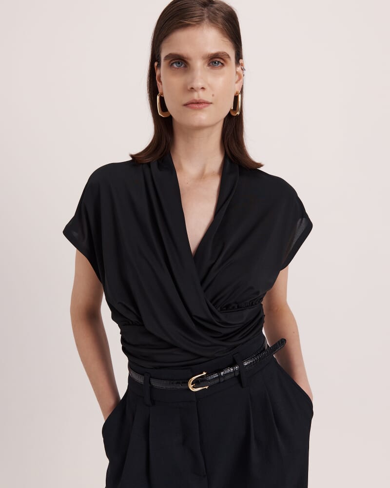Sophie Wrap Top in BLACK