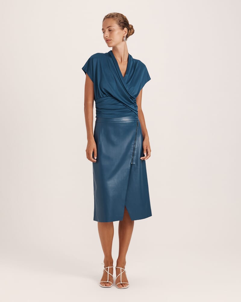 Sophie Wrap Top in PEACOCK