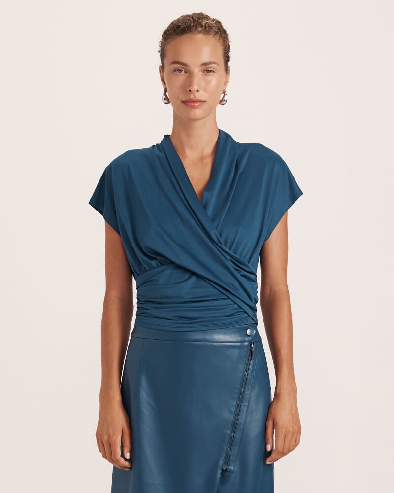 Sophie Wrap Top in PEACOCK