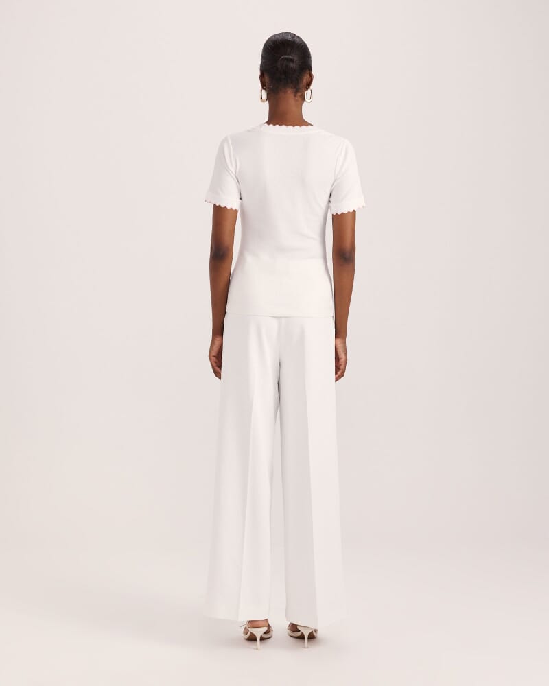 Emilie Scooped Neck Tee in WHITE/PINK