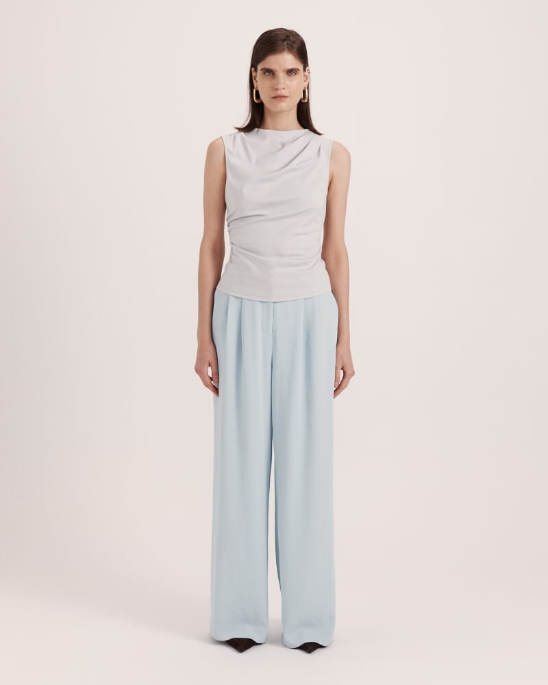 Dana Cotton Drape Detail Top in BLUE MIST