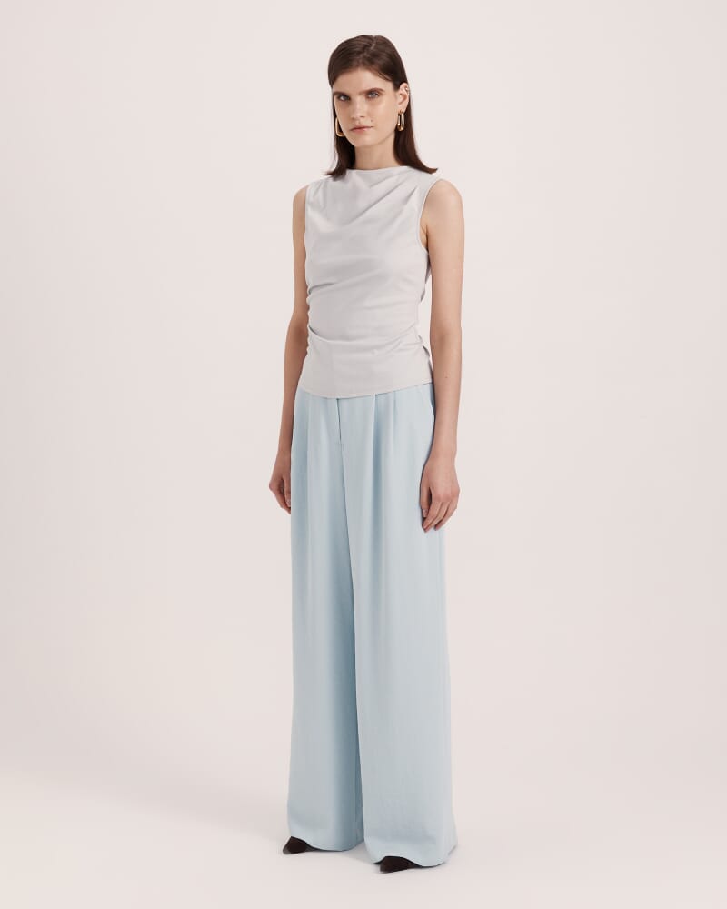 Dana Cotton Drape Detail Top in BLUE MIST