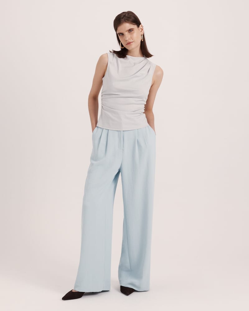 Dana Cotton Drape Detail Top in BLUE MIST