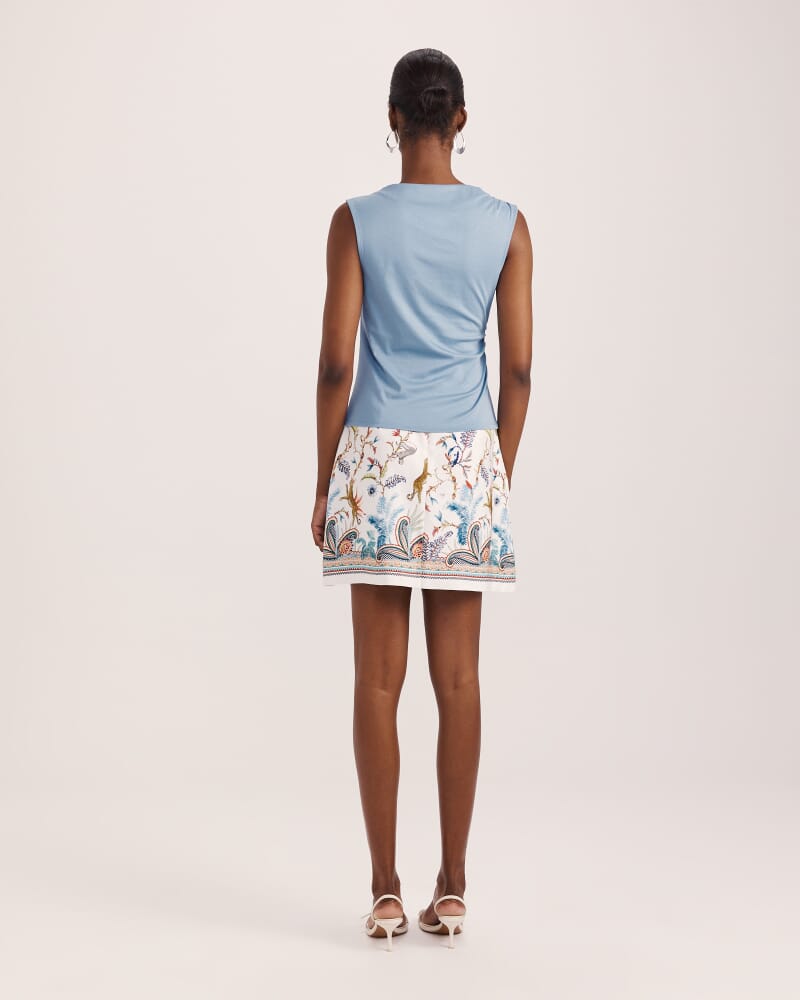 Dana Cotton Drape Detail Top in BLUE STEEL