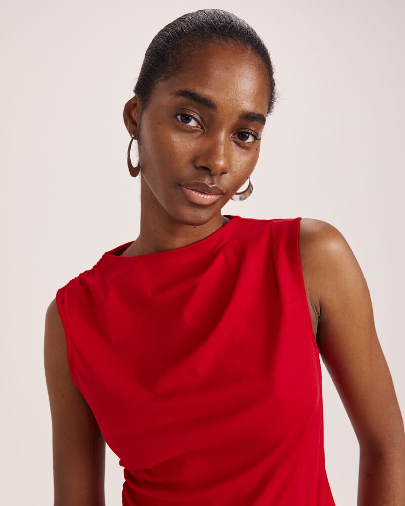 Dana Cotton Drape Detail Top in RED