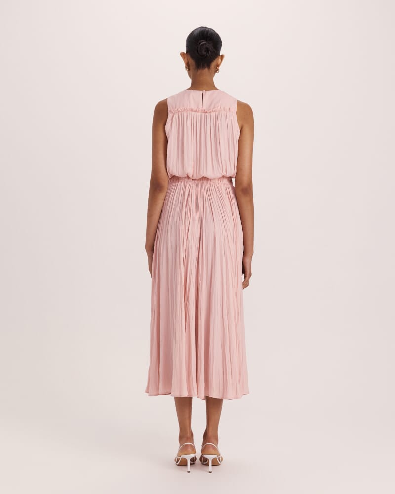 Lillian Pleated Midi Dress in ROSE