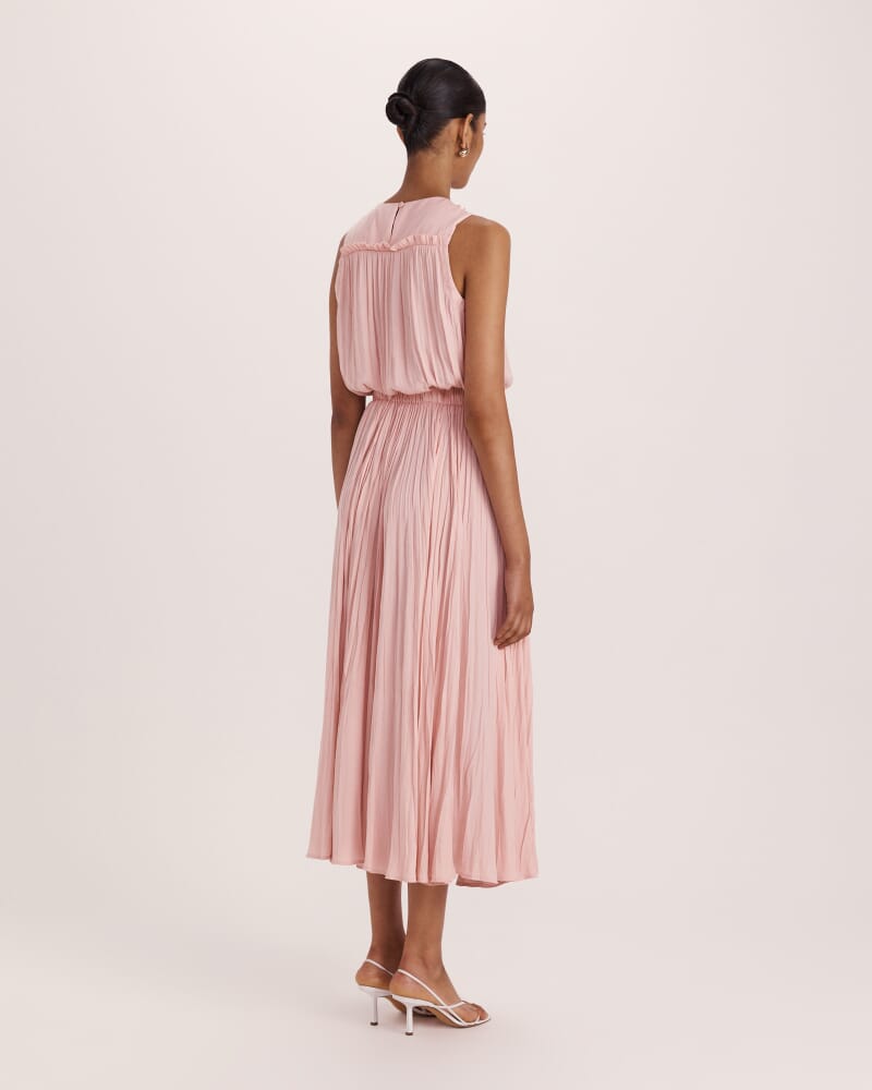 Lillian Pleated Midi Dress in ROSE