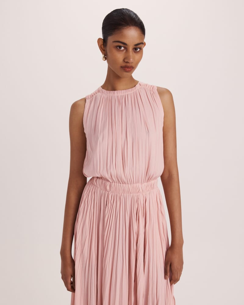 Lillian Pleated Midi Dress in ROSE