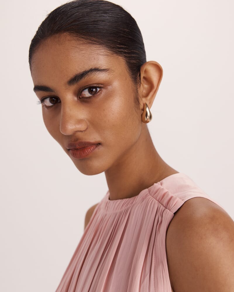 Lillian Pleated Midi Dress in ROSE