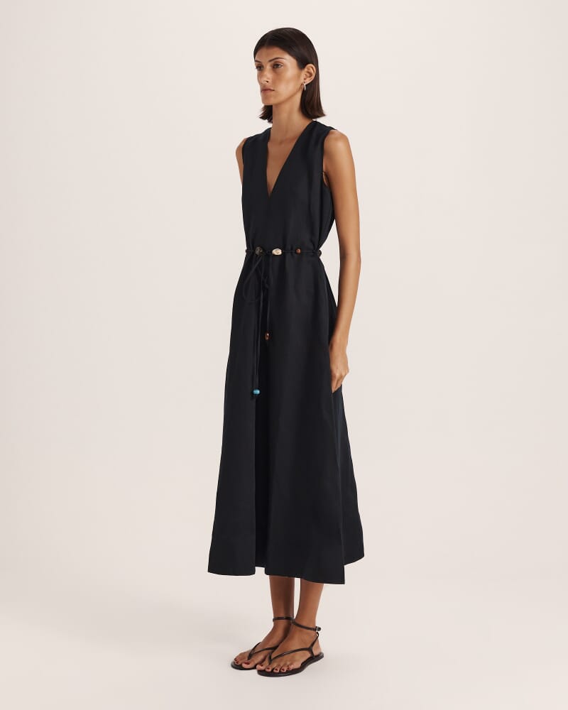 Remy Midi Dress in BLACK