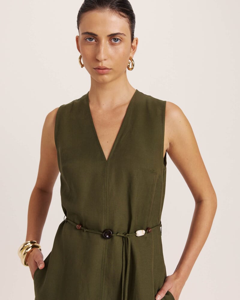 Remy Midi Dress in KHAKI