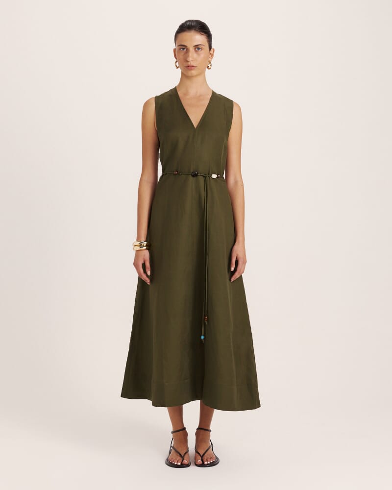 Remy Midi Dress in KHAKI