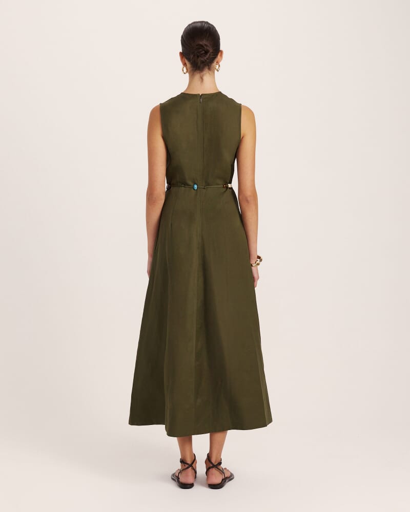 Remy Midi Dress in KHAKI