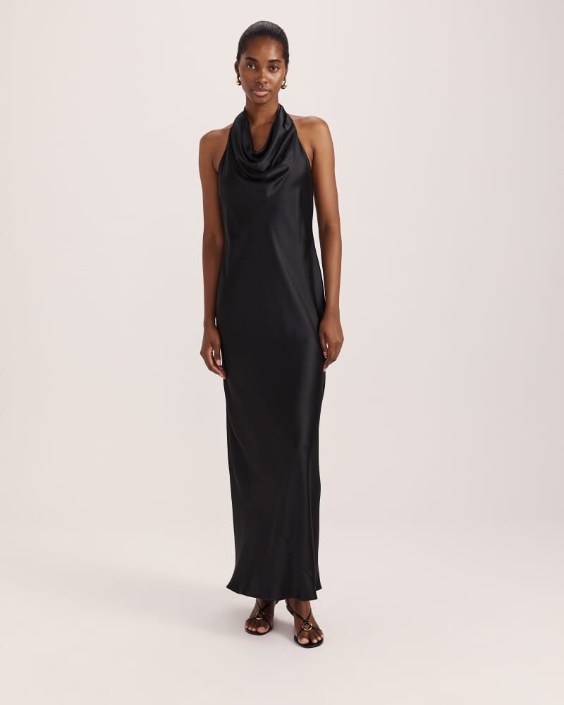 Sallee Maxi Halter Dress in BLACK