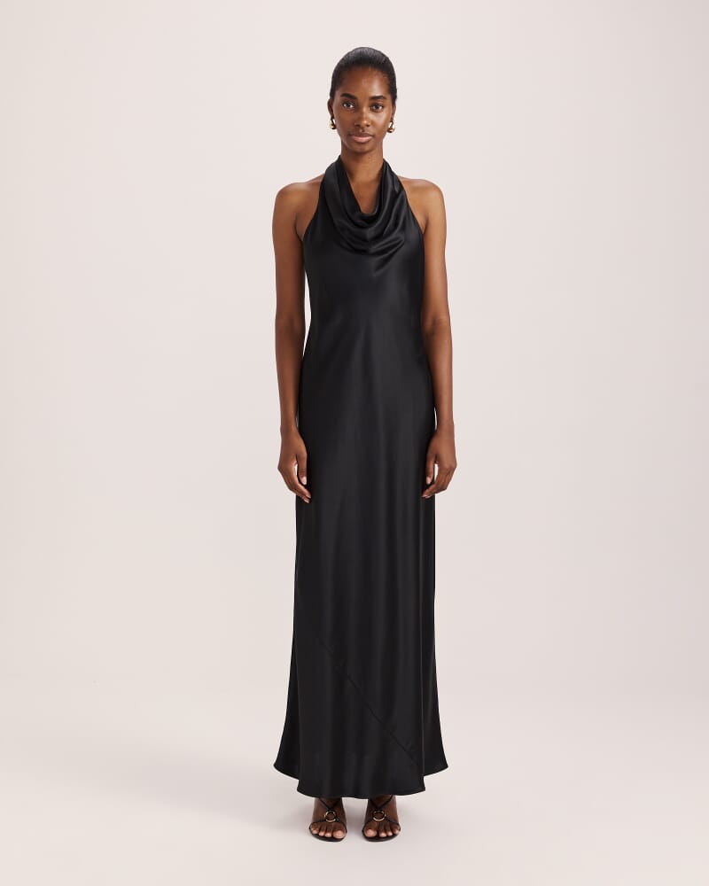 Sallee Maxi Halter Dress in BLACK