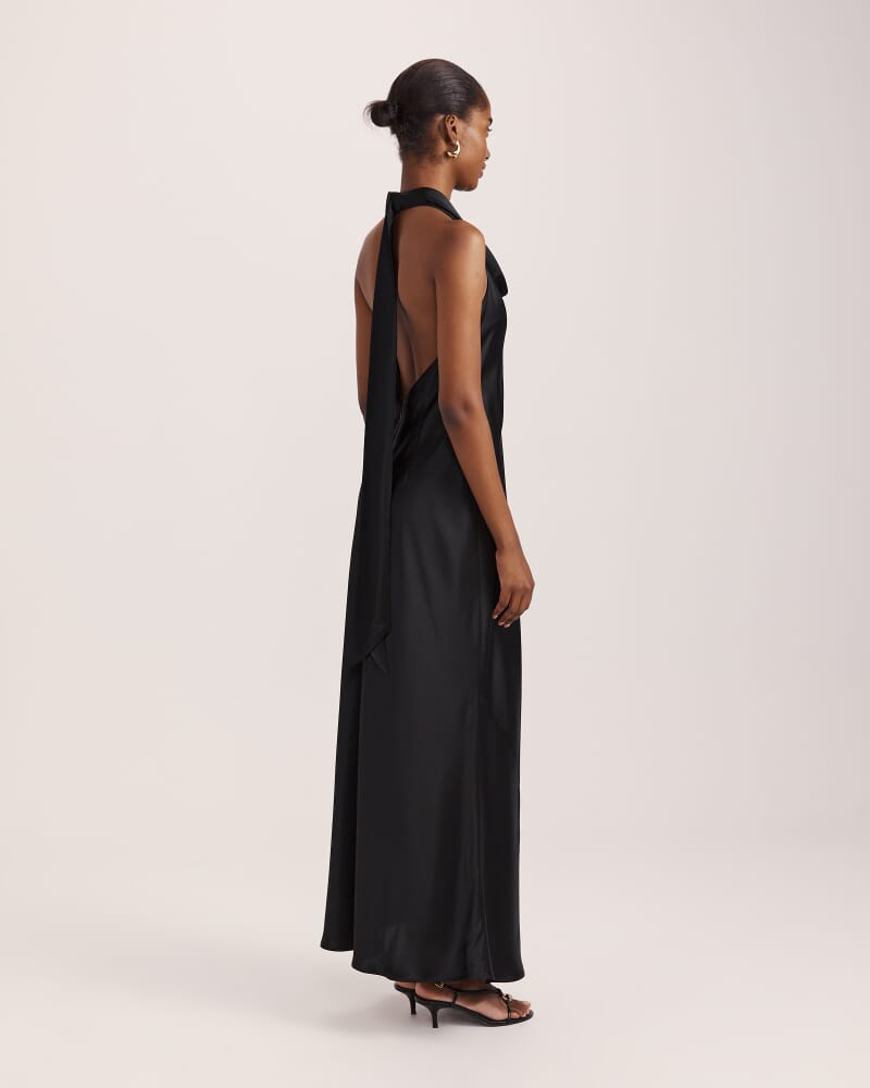 Sallee Maxi Halter Dress in BLACK