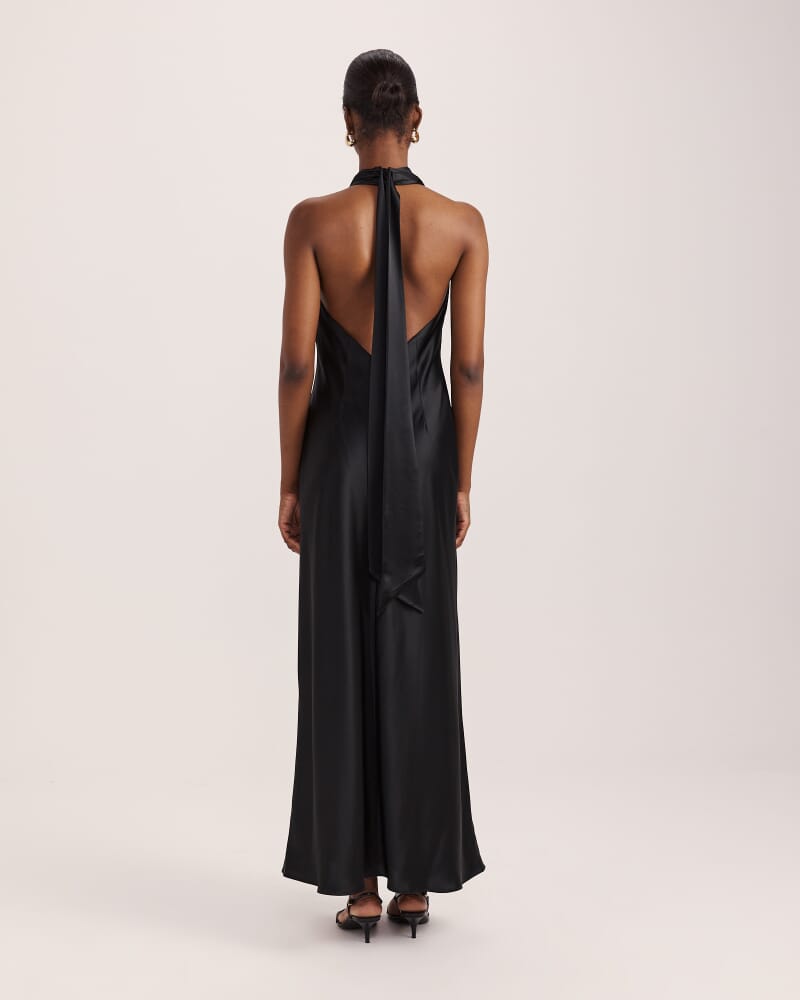 Sallee Maxi Halter Dress in BLACK
