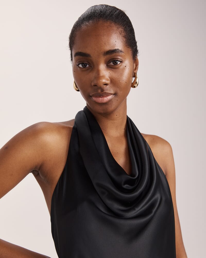 Sallee Maxi Halter Dress in BLACK