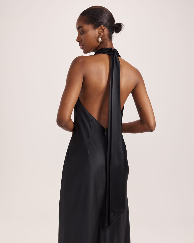Sallee Maxi Halter Dress in BLACK