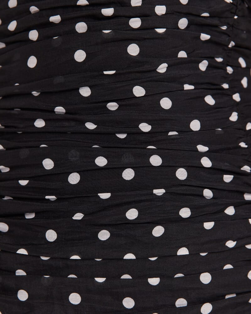 Tilda Rouched Midi Dress in BLACK/IVORY