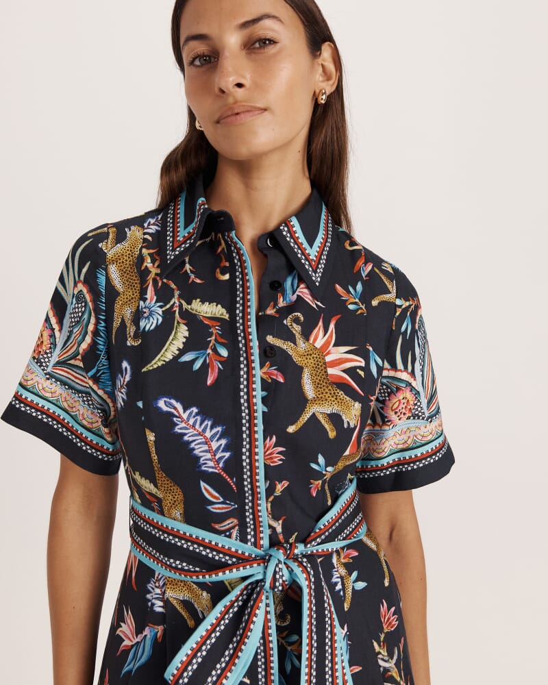 Riviera Midi Dress in BLACK MULTI