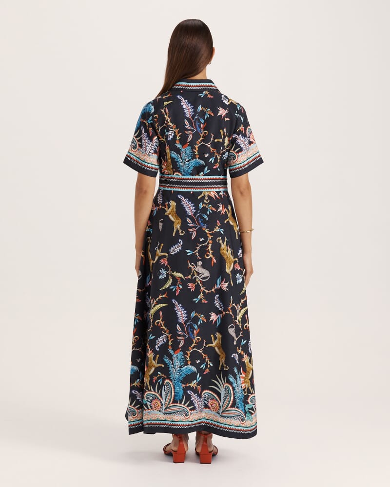 Riviera Midi Dress in BLACK MULTI