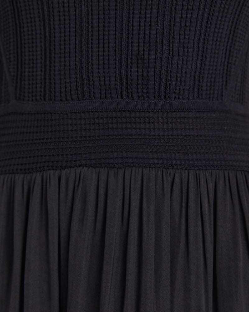 Lillian Mixed Media Maxi Dress in BLACK