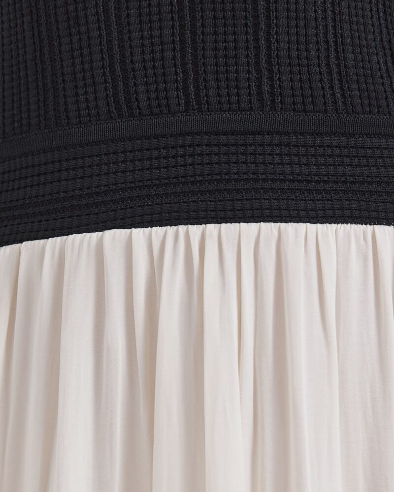 Lillian Mixed Media Midi Dress in BLACK/WHITE