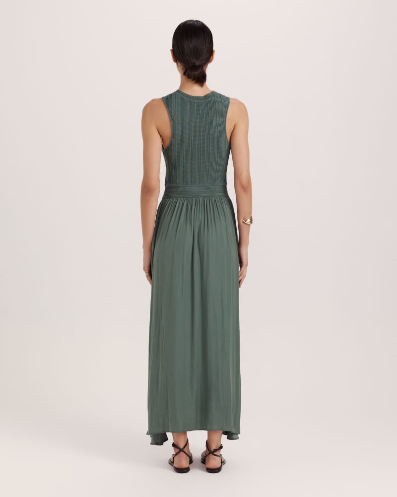 Lillian Mixed Media Maxi Dress in FOREST