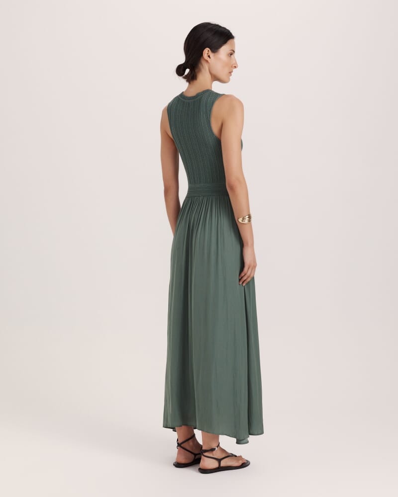Lillian Mixed Media Maxi Dress in FOREST