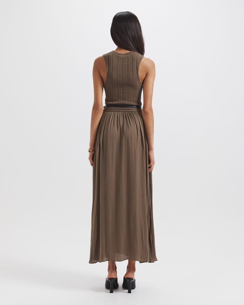 Lillian Mixed Media Midi Dress in SABLE