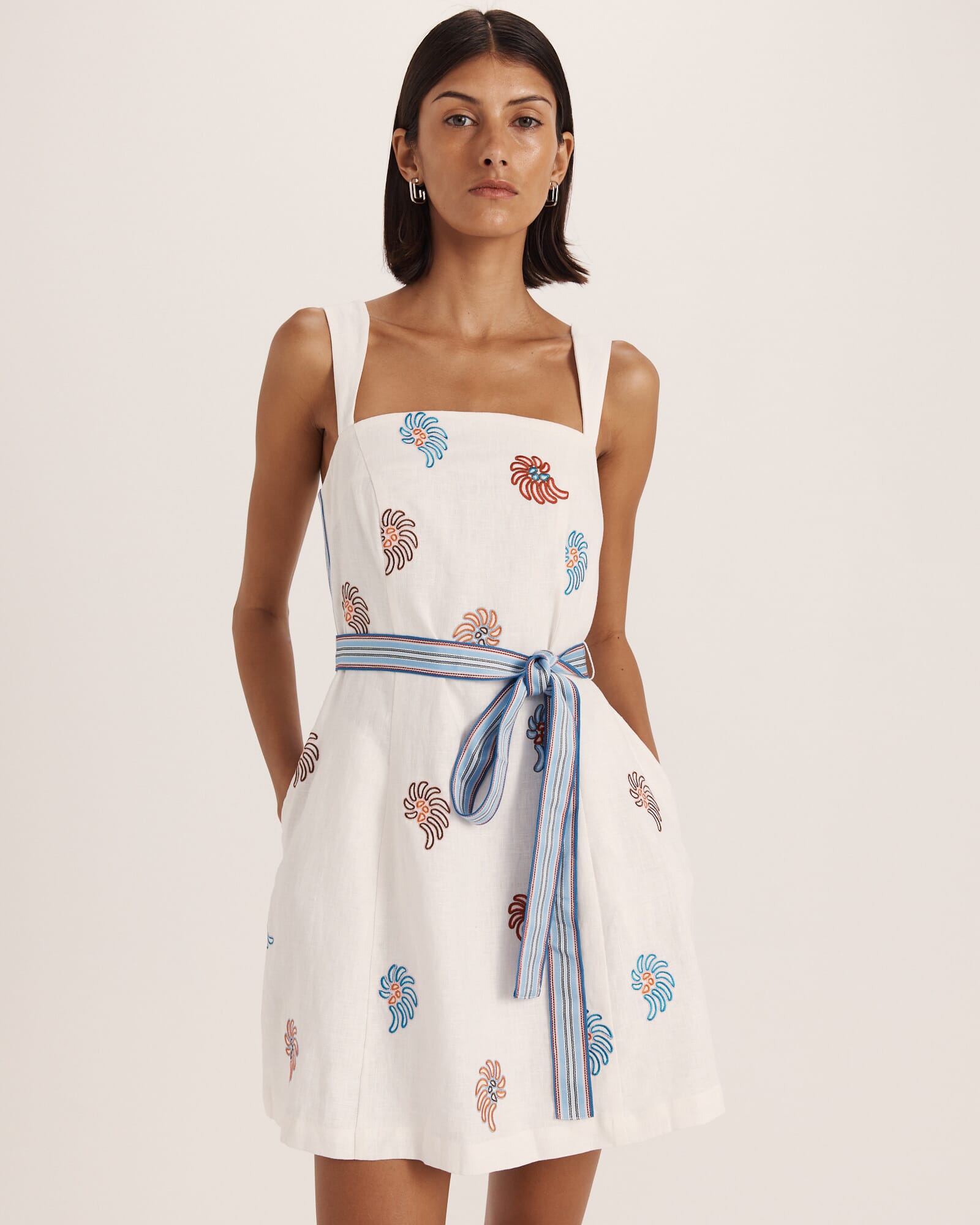 Antibes Embroidered Linen Mini Dress
