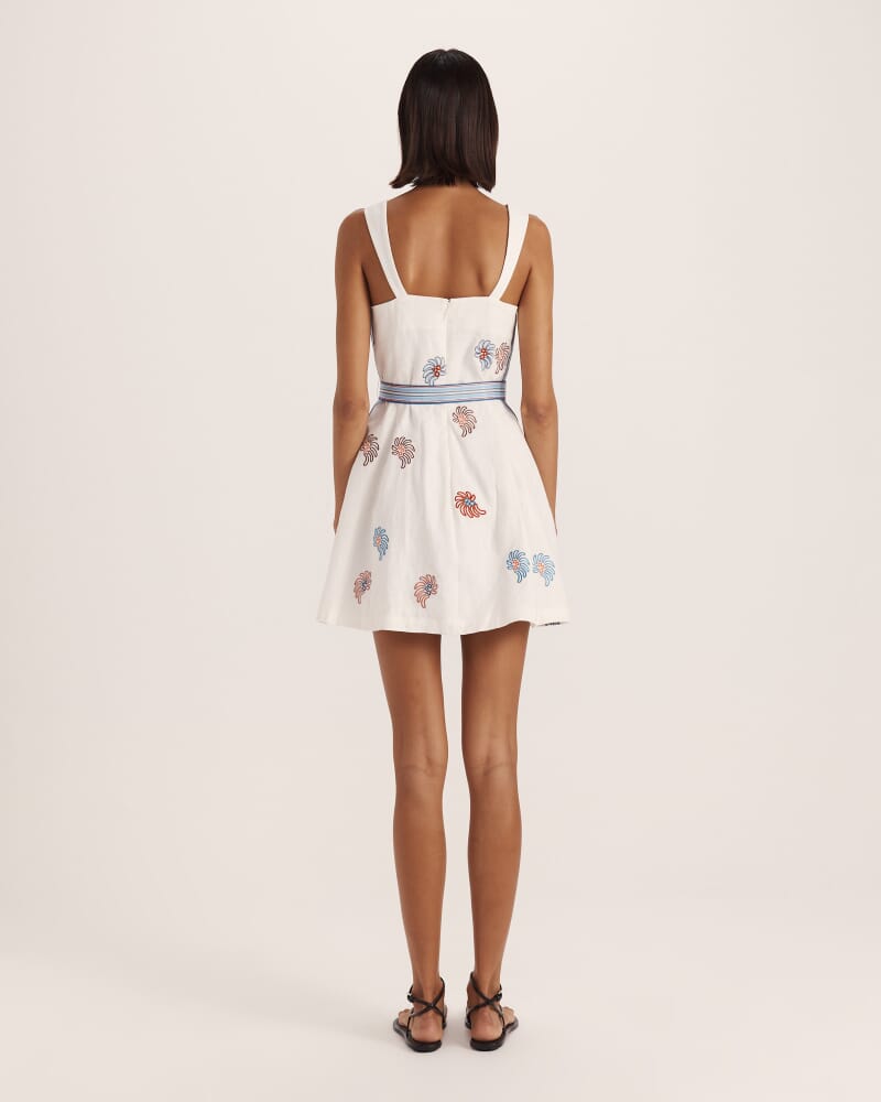 Antibes Embroidered Linen Mini Dress in MULTI