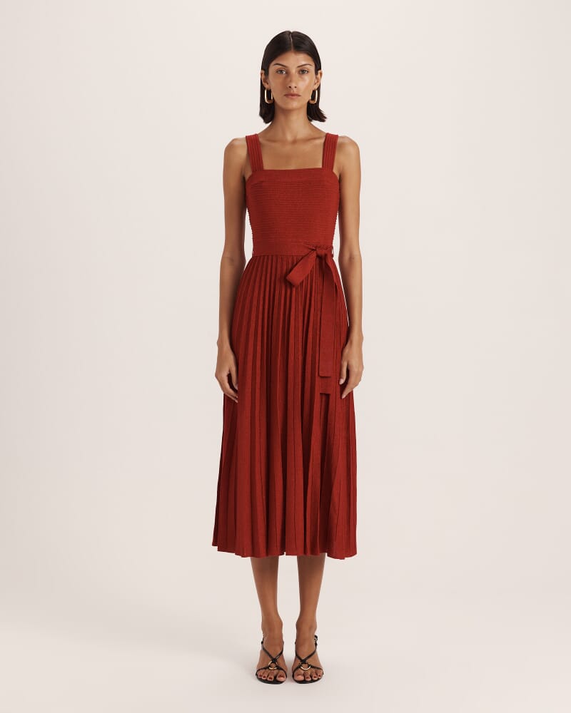 Mariya Sparkling Knit Dress in CRIMSON