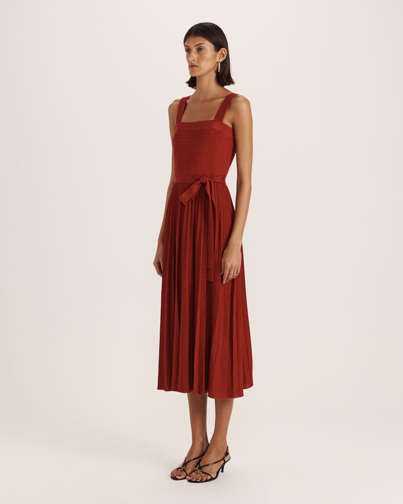 Mariya Sparkling Knit Dress in CRIMSON