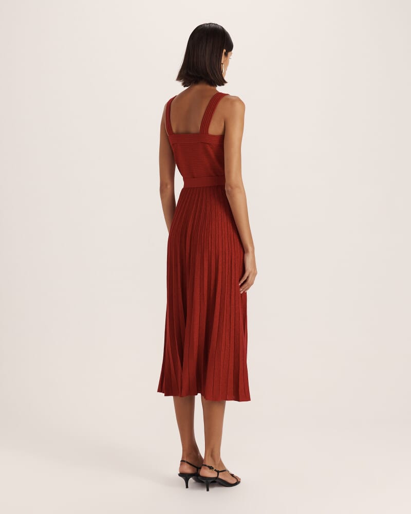 Mariya Sparkling Knit Dress in CRIMSON